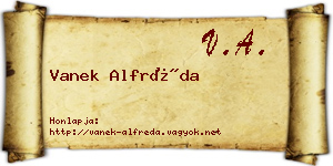 Vanek Alfréda névjegykártya